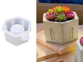 Molde silicona maceta con ventanitas